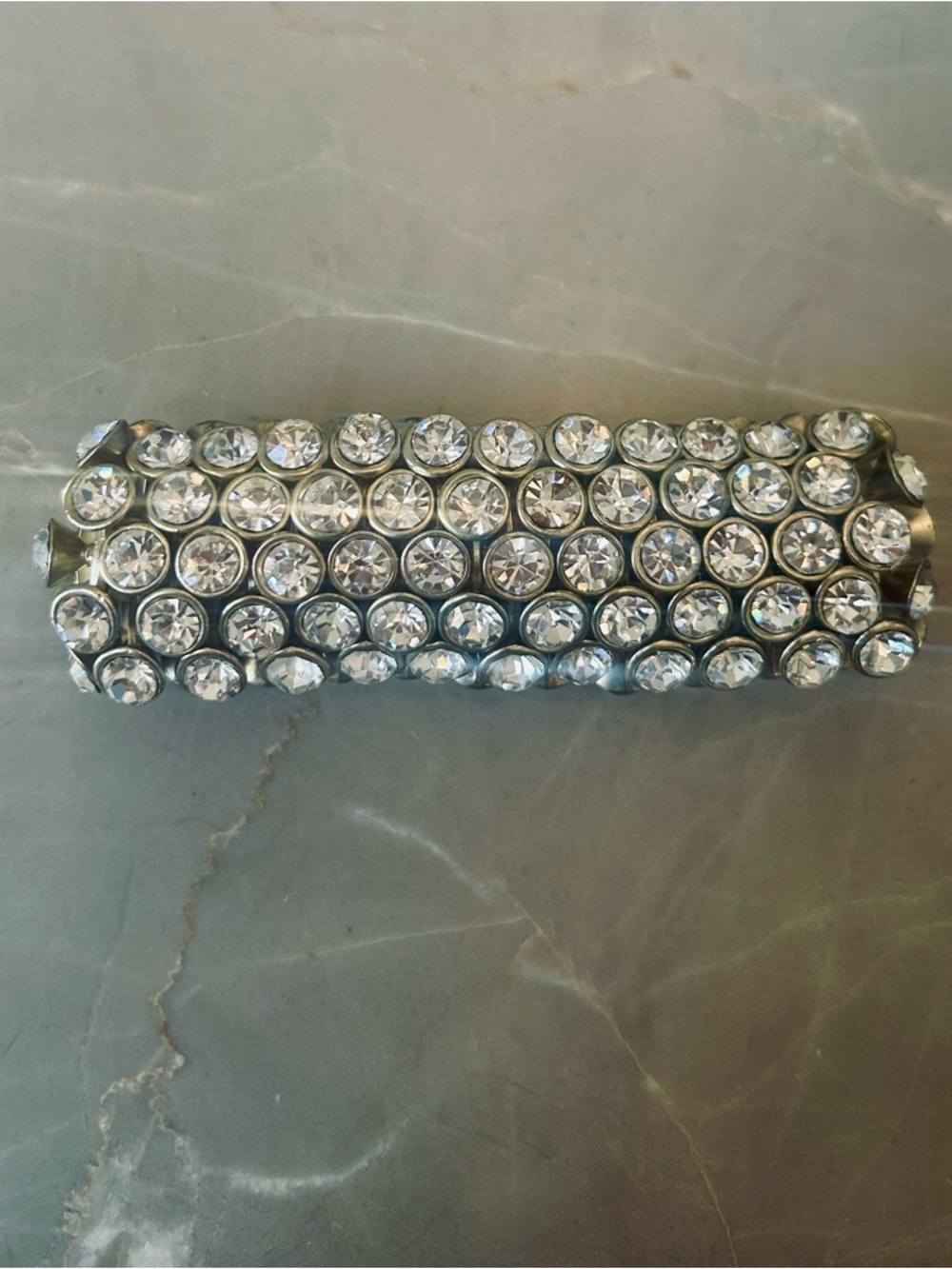 Silver Rhinestone Stretch Bracelet | Statement Crystal Cuff | Glam Stackable